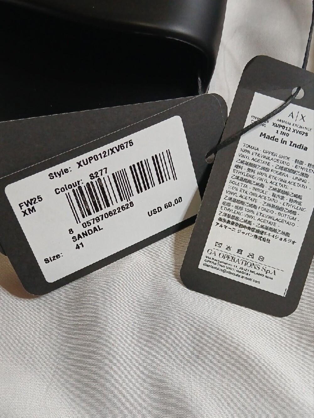 Armani Exchange Black Logo Slide Sandals - Picture 4 of 4